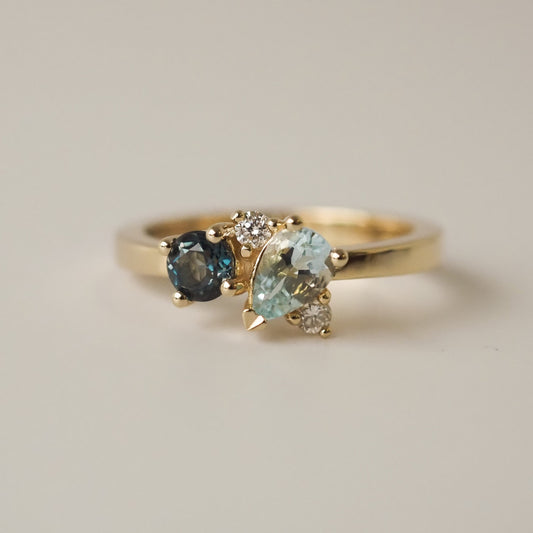 Abigail Ring - Aquamarine + blue Topaz
