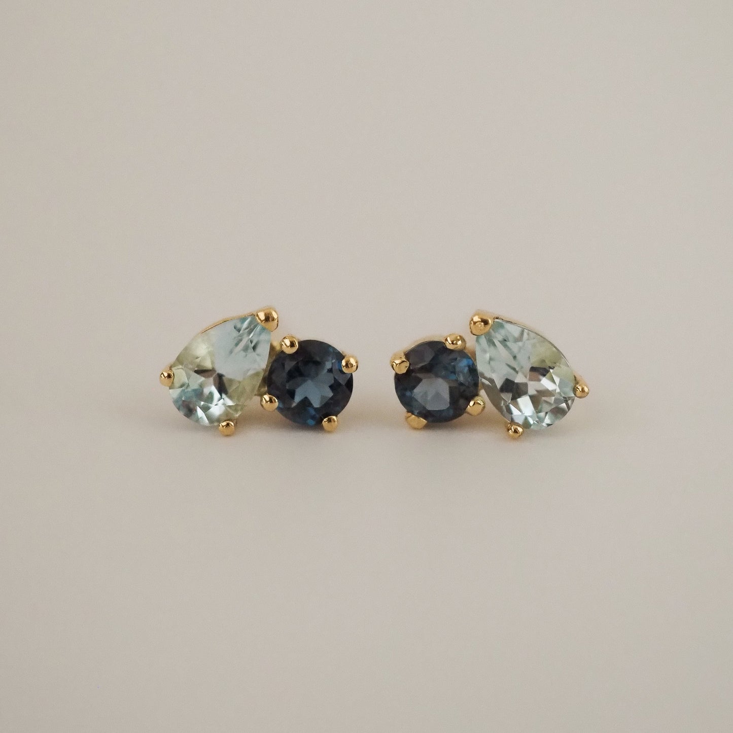 Toi et Moi Earrings Aquamarine & Blue Topaz
