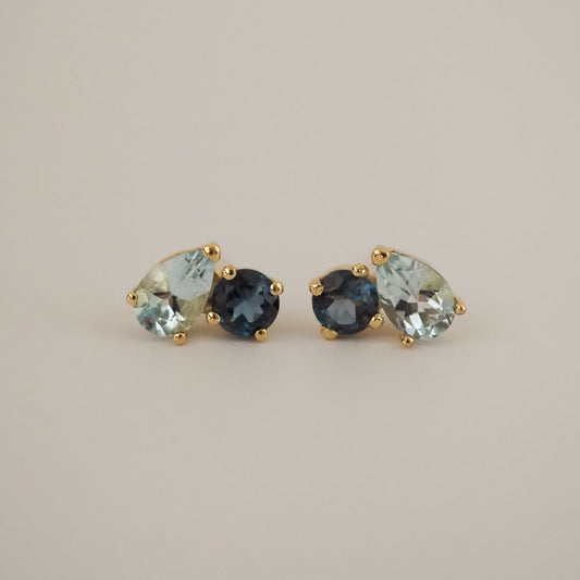 Toi et Moi Earrings Aquamarine & Blue Topaz