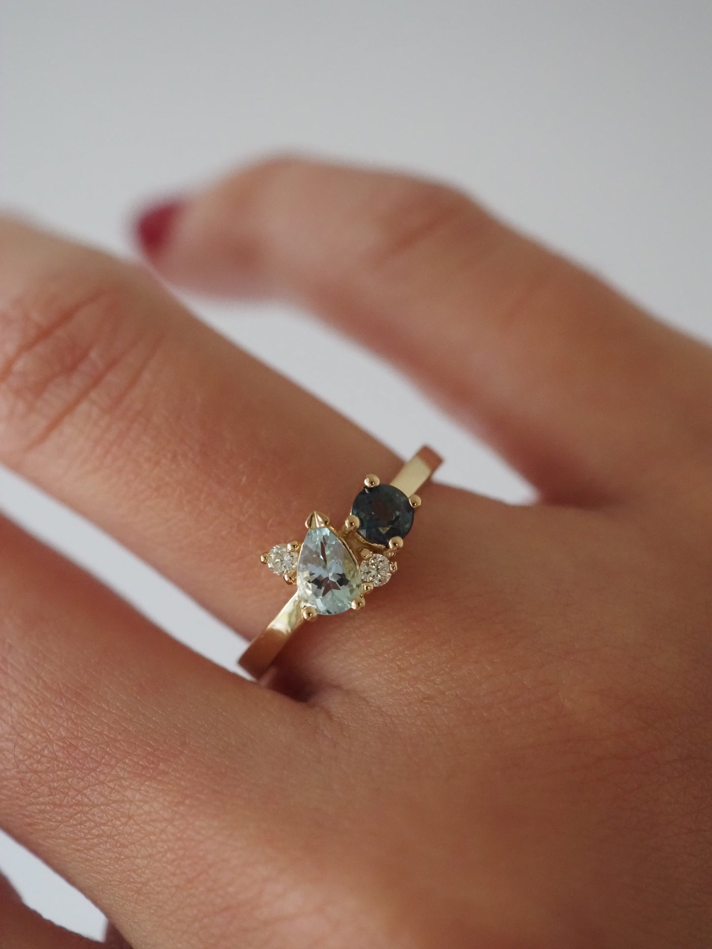 Abigail Ring - Aquamarine + blue Sapphire