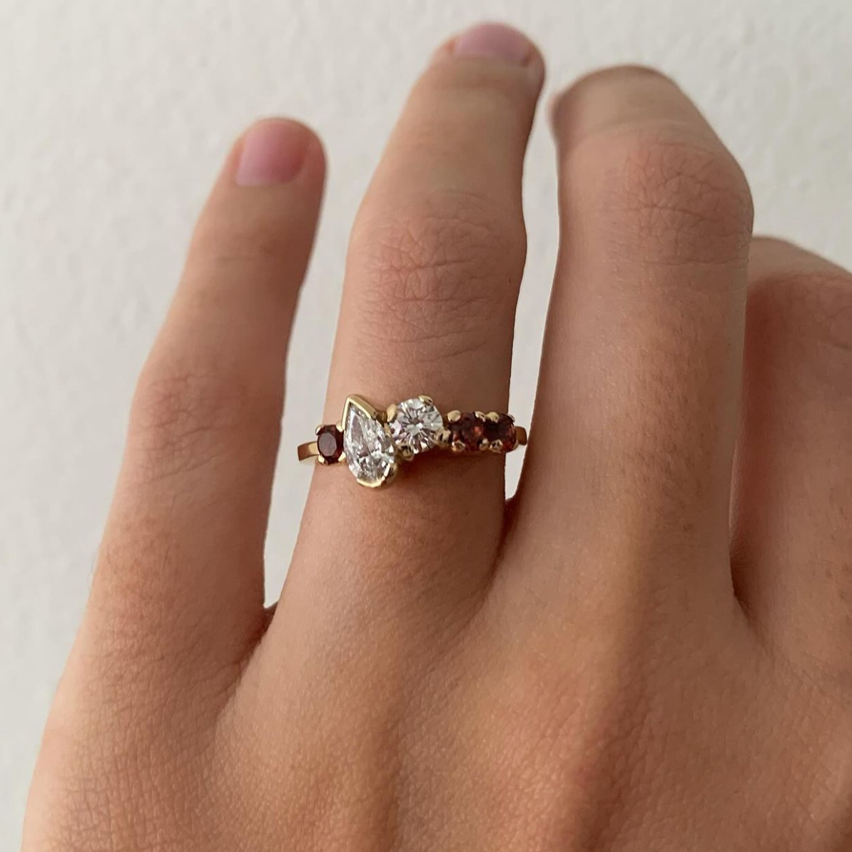 Diamonds + Garnets Ring