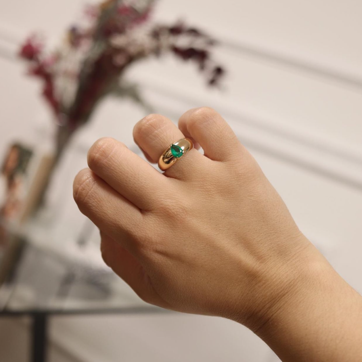 0.56ct Emerald Solitaire Vintage Design