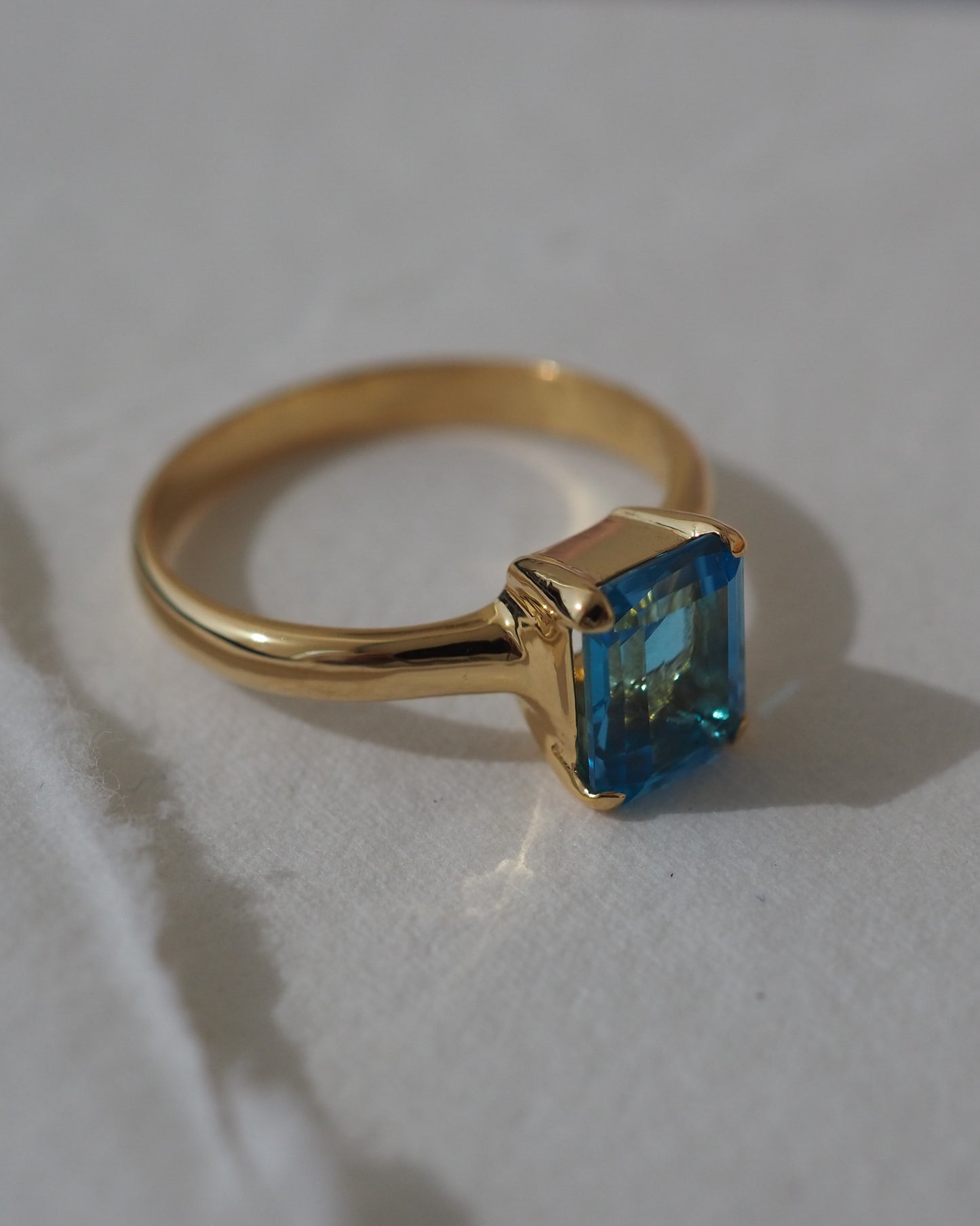 Swiss Blue Topaz Solitaire Ring