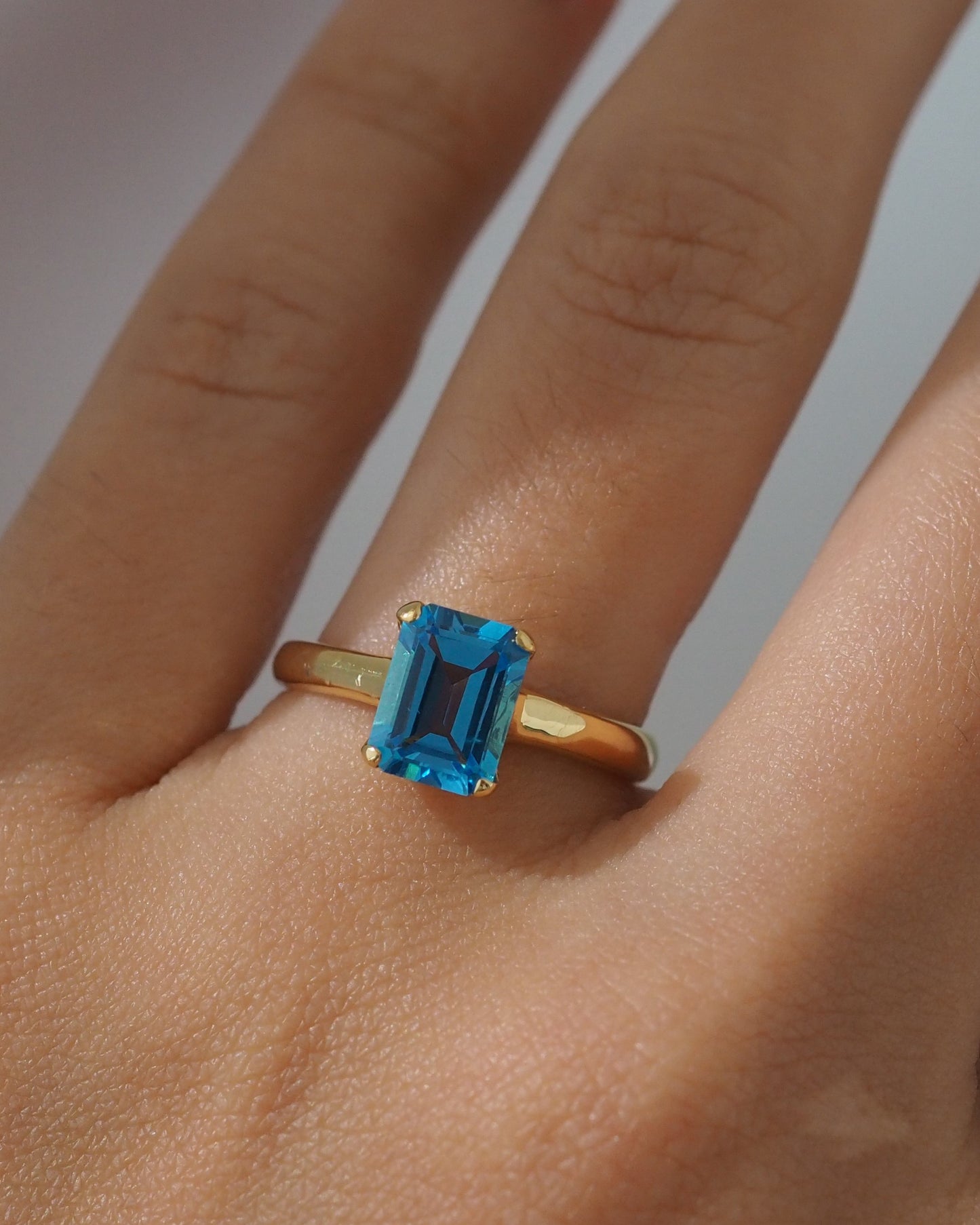 Swiss Blue Topaz Solitaire Ring