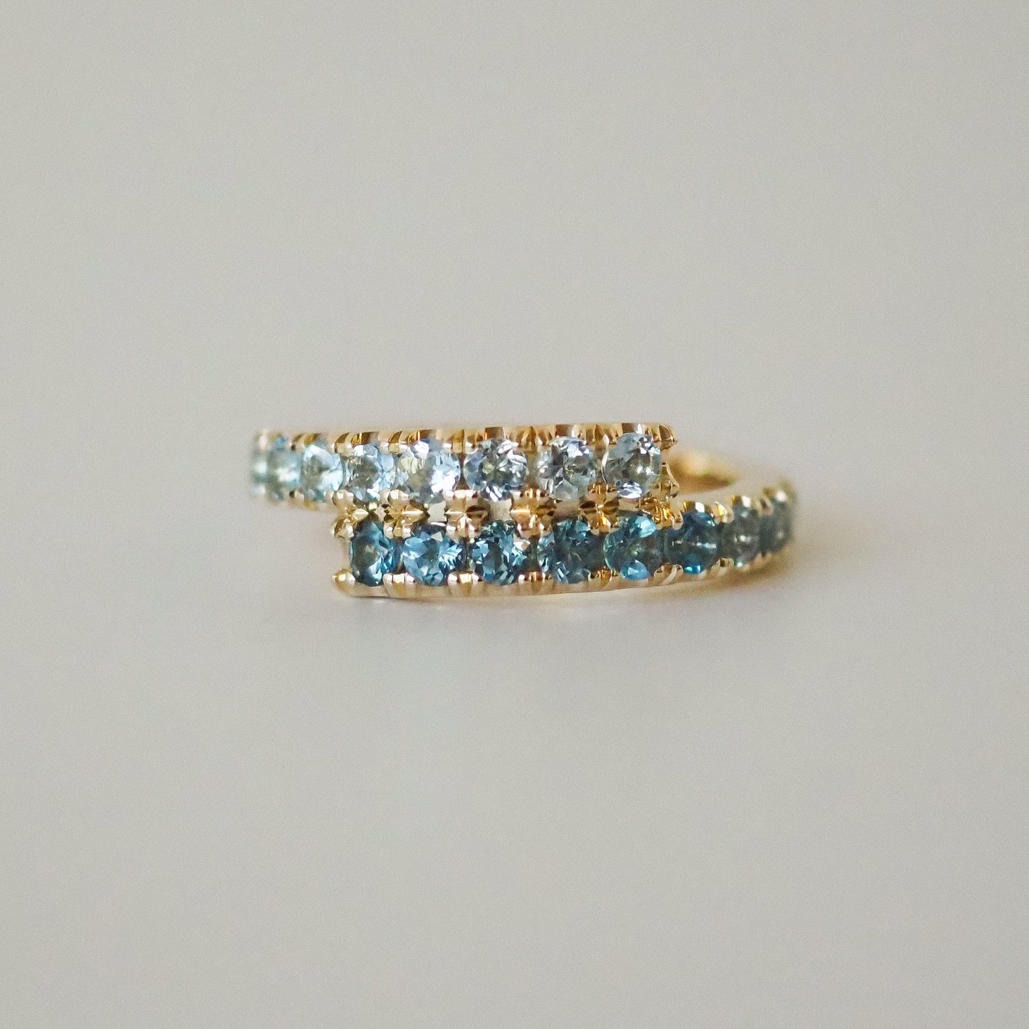 Zaida pinky Ring - Aquamarines and blue Topaz