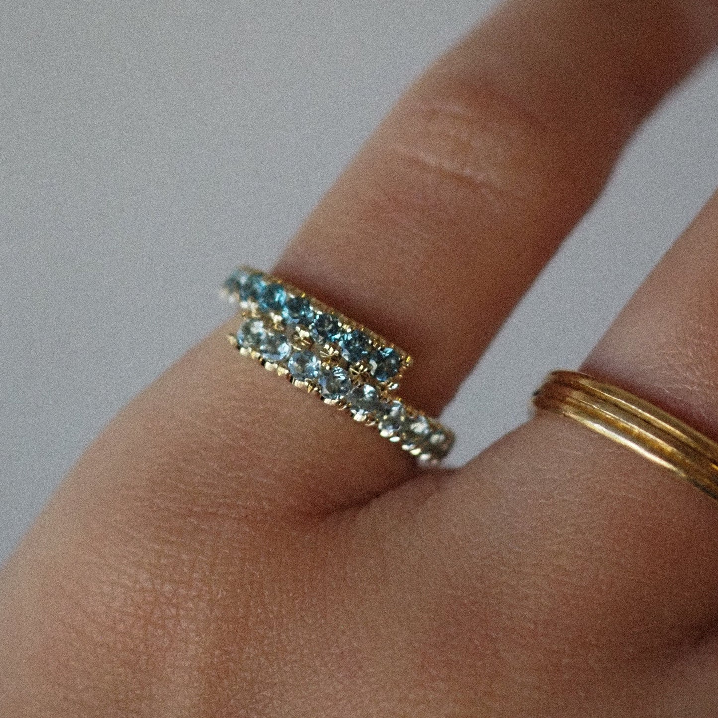 Zaida pinky Ring - Aquamarines and blue Topaz