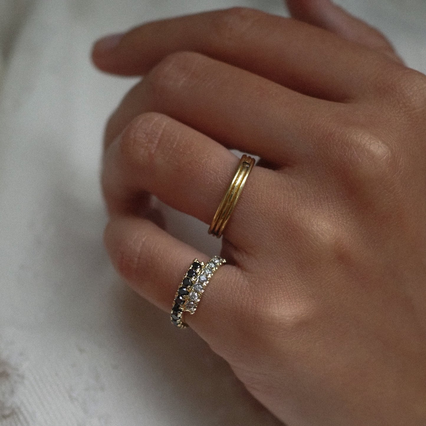 Zaida pinky Ring - Black, Salt & Pepper