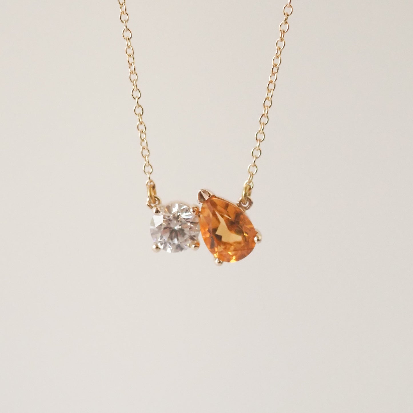 Toi et Moi Necklace - Diamond & Citrine