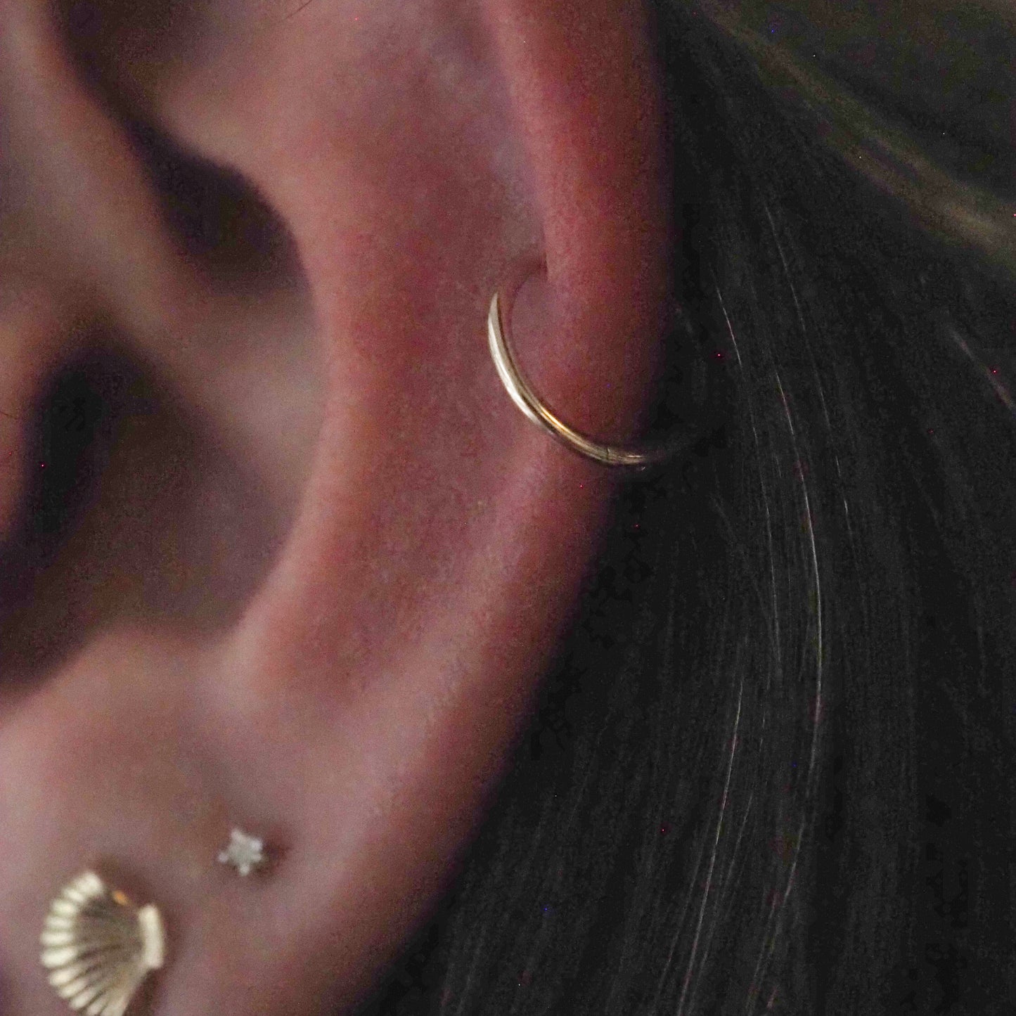 14k Solid Gold Ideal Piercing Hoop