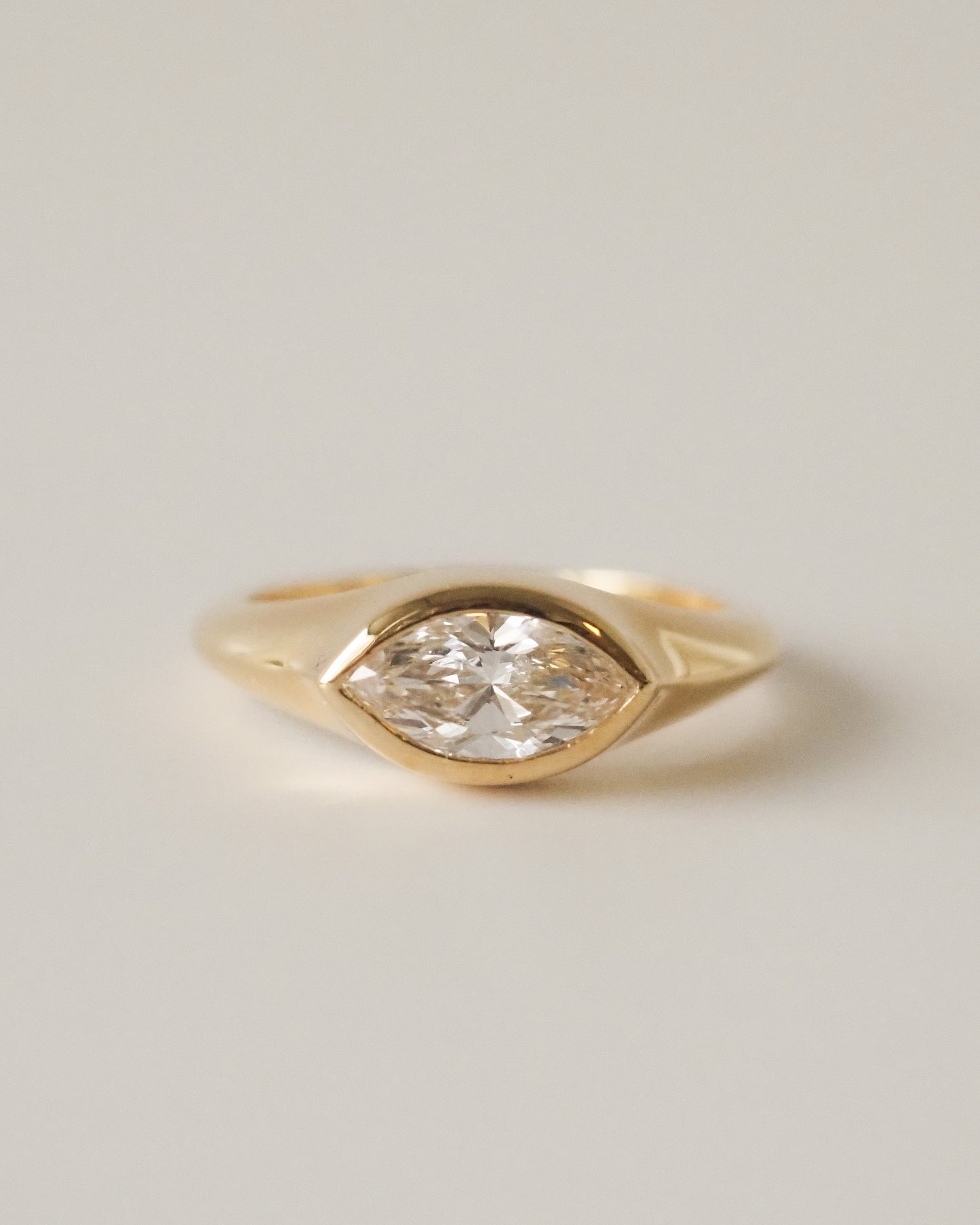 Marquise bezel east-west ring