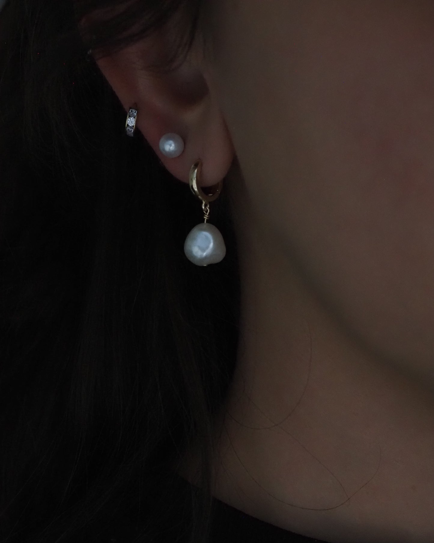 Baroque Pearl Hoops