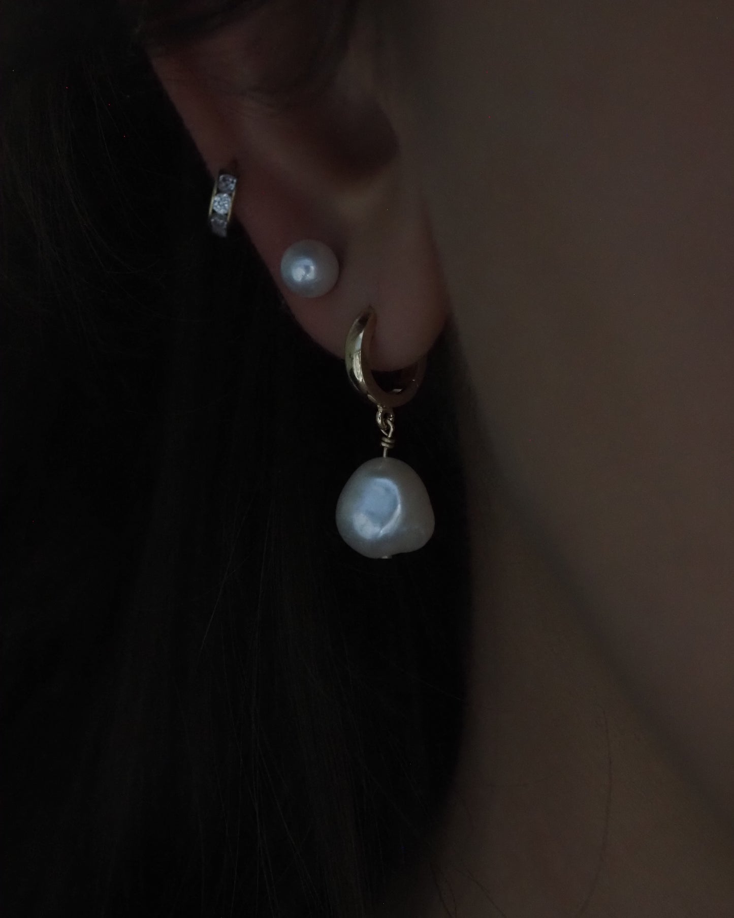 Baroque Pearl Hoops