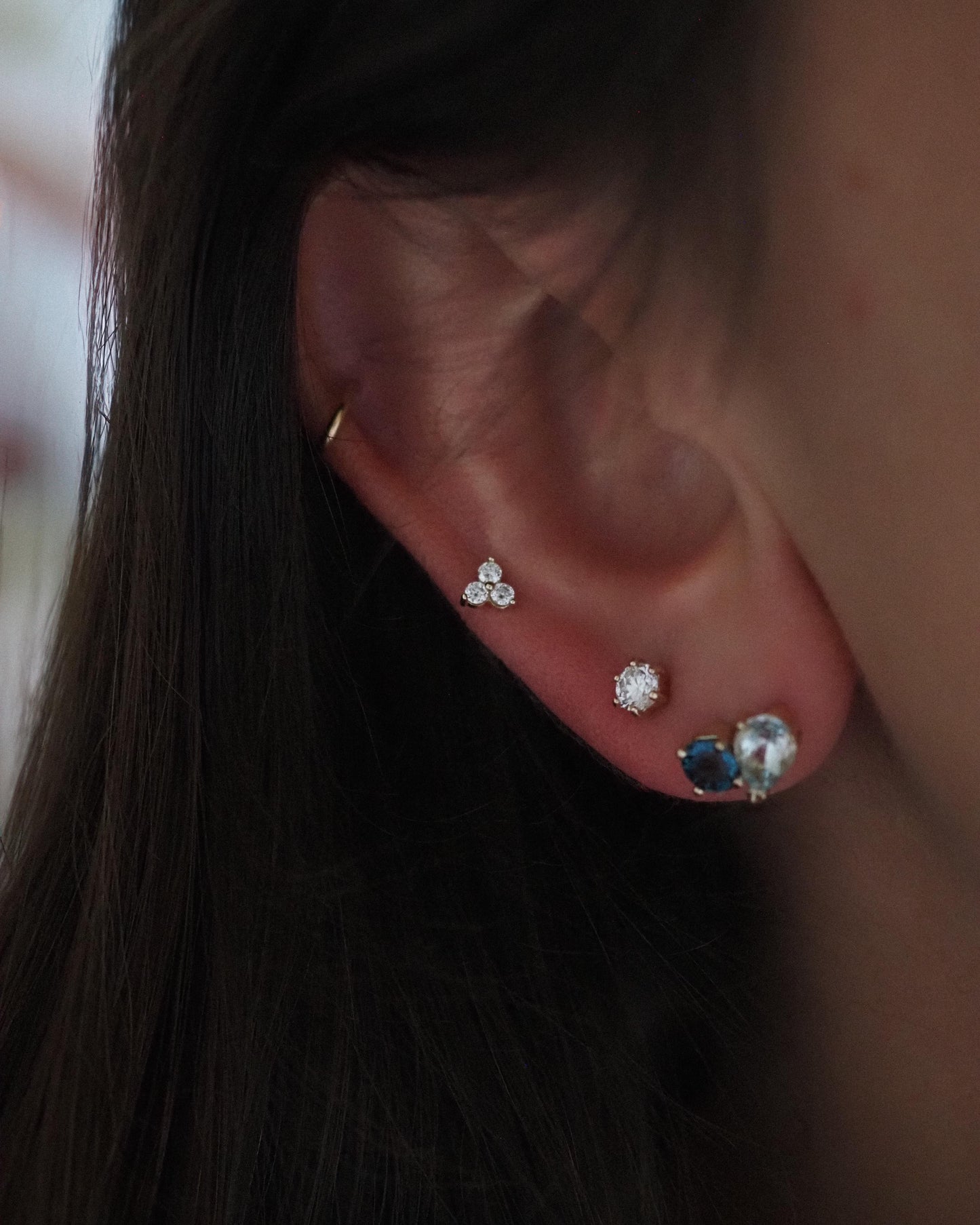 Trilogy Stud Earring Aquamarines