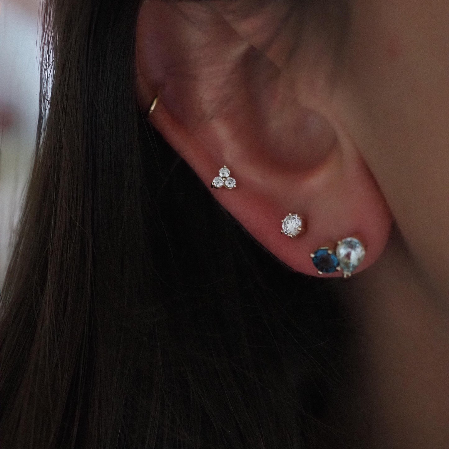 Trilogy Stud Earring Aquamarines