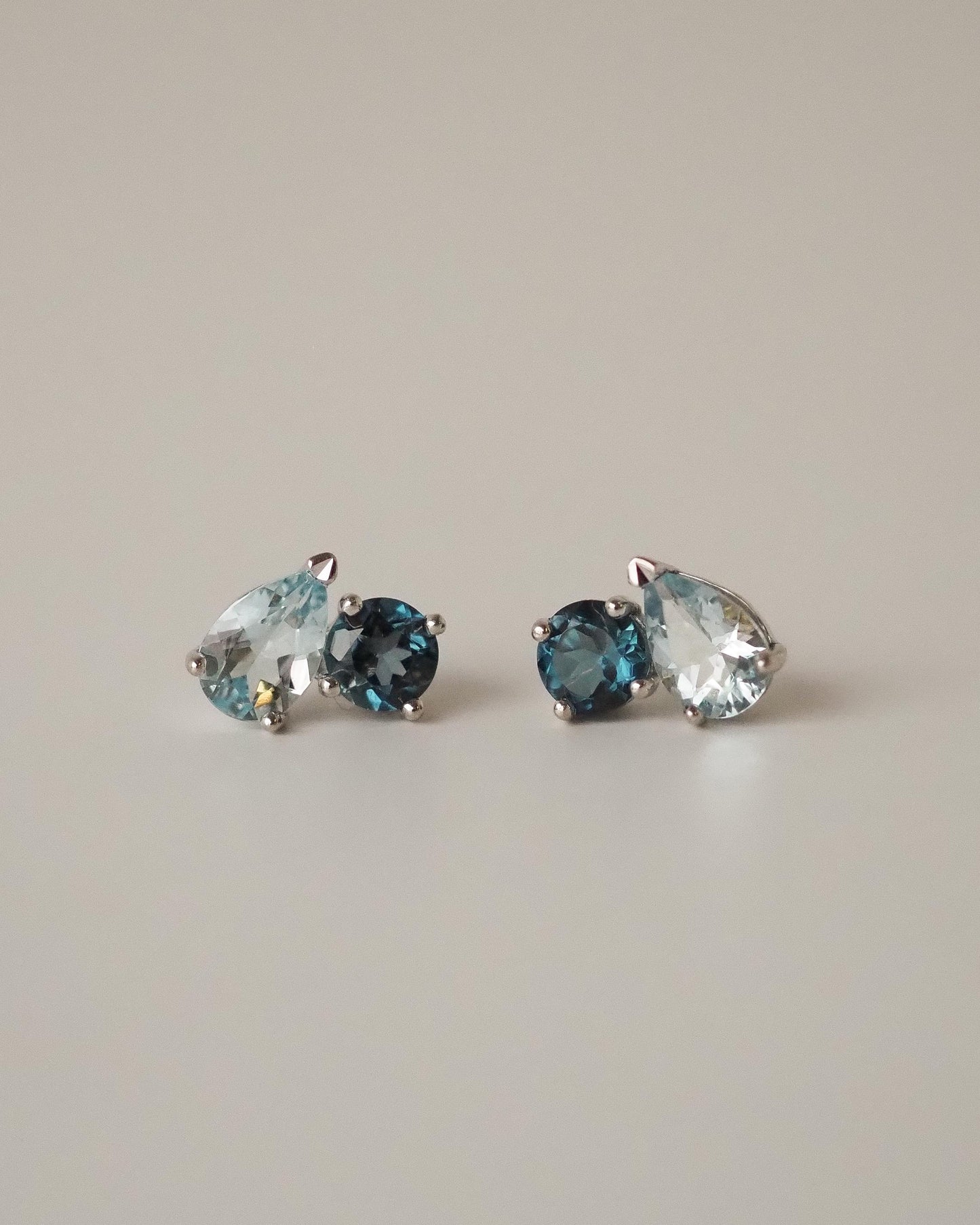 Toi et Moi Earrings Aquamarine & Blue Topaz