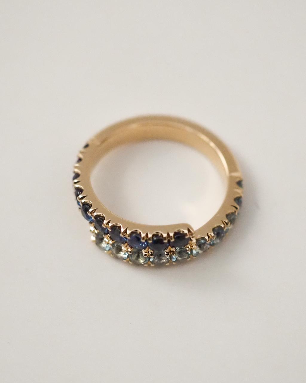 Zaida pinky Ring - Aquamarines and blue Sapphires