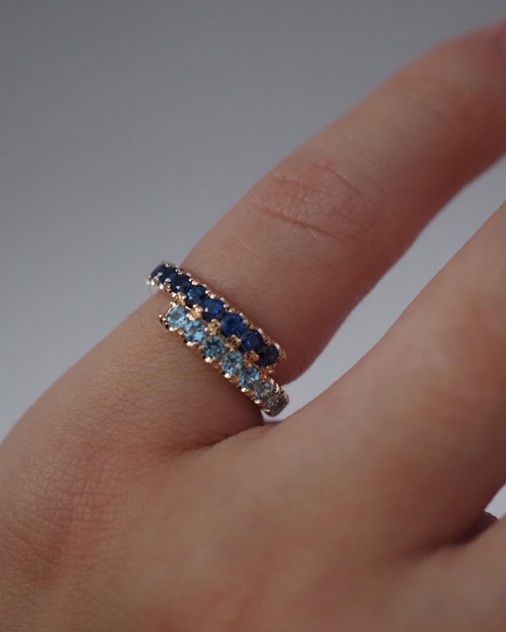 Zaida pinky Ring - Aquamarines and blue Sapphires