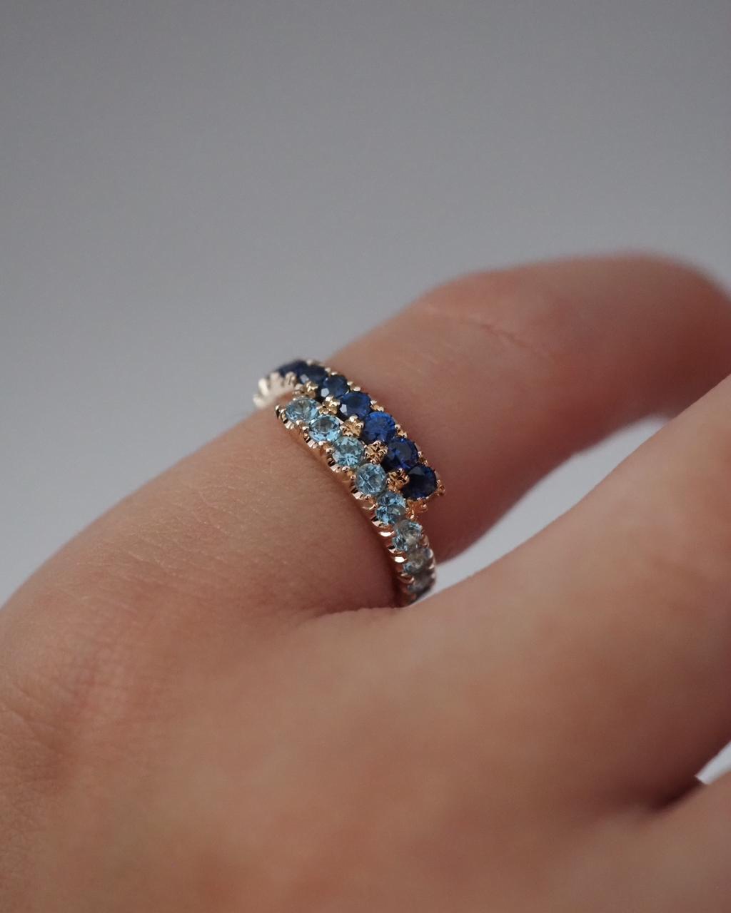 Zaida pinky Ring - Aquamarines and blue Sapphires