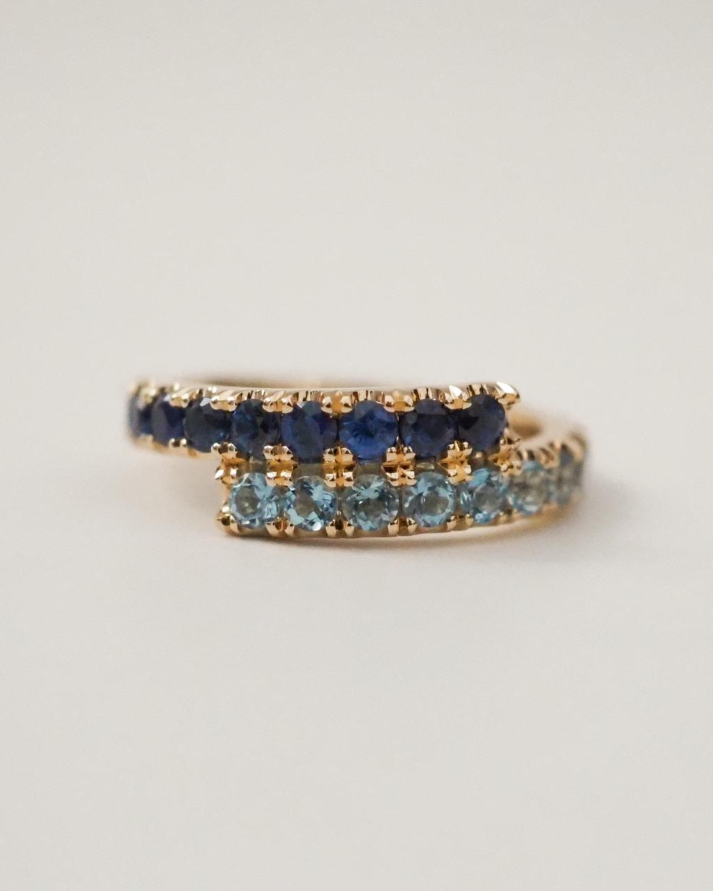 Zaida pinky Ring - Aquamarines and blue Sapphires