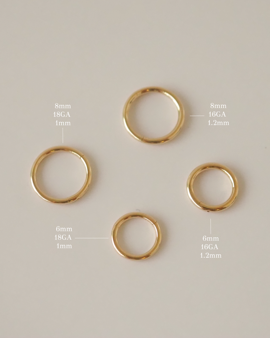 14k Solid Gold Ideal Piercing Hoop