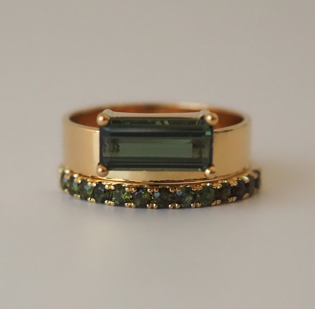 Off set Green Tourmaline duo