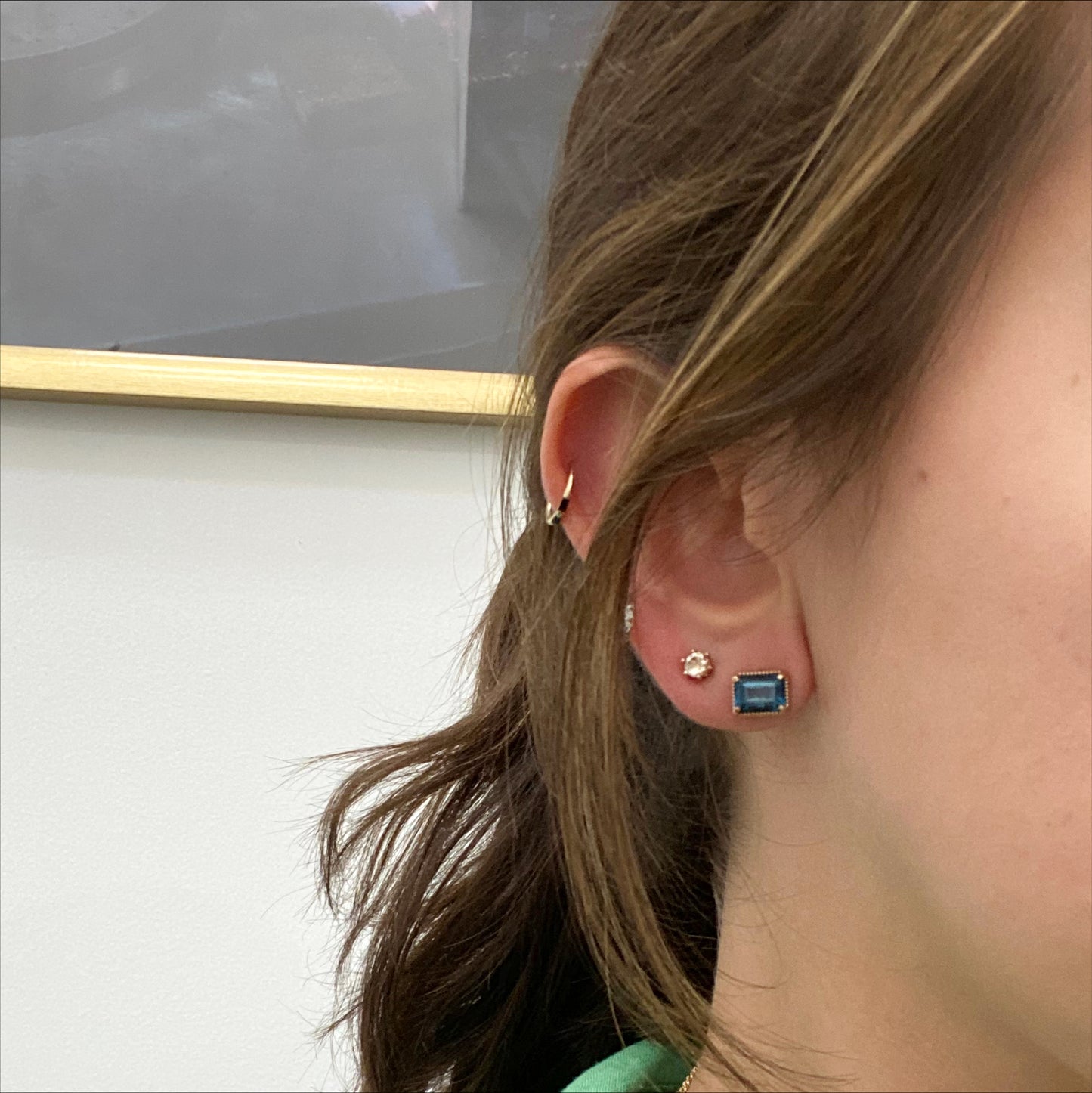 Una Earrings - Solid Gold Blue Topaz