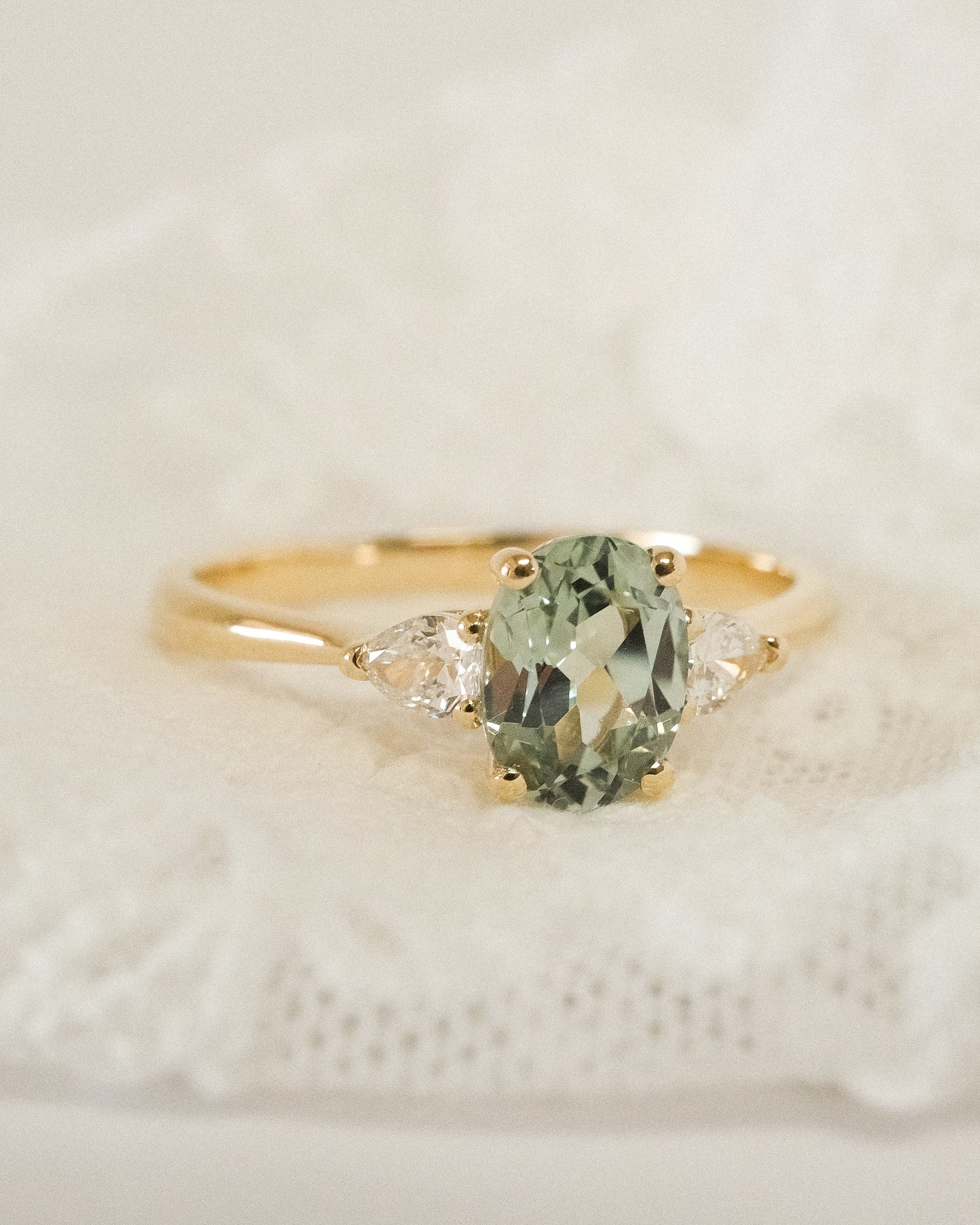 Cristine Engagement Ring - Green Sapphire