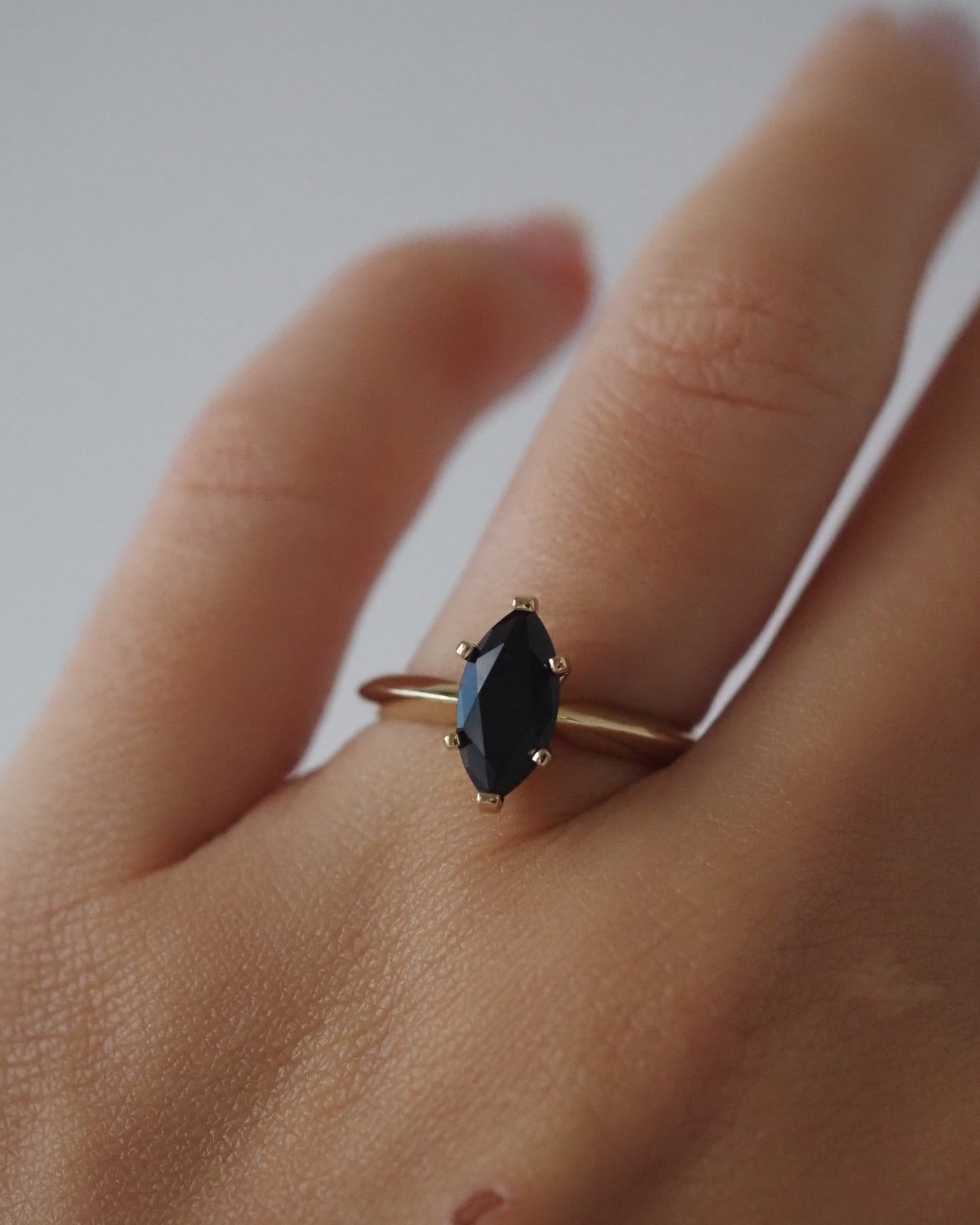 Black Marquise Engagement Ring