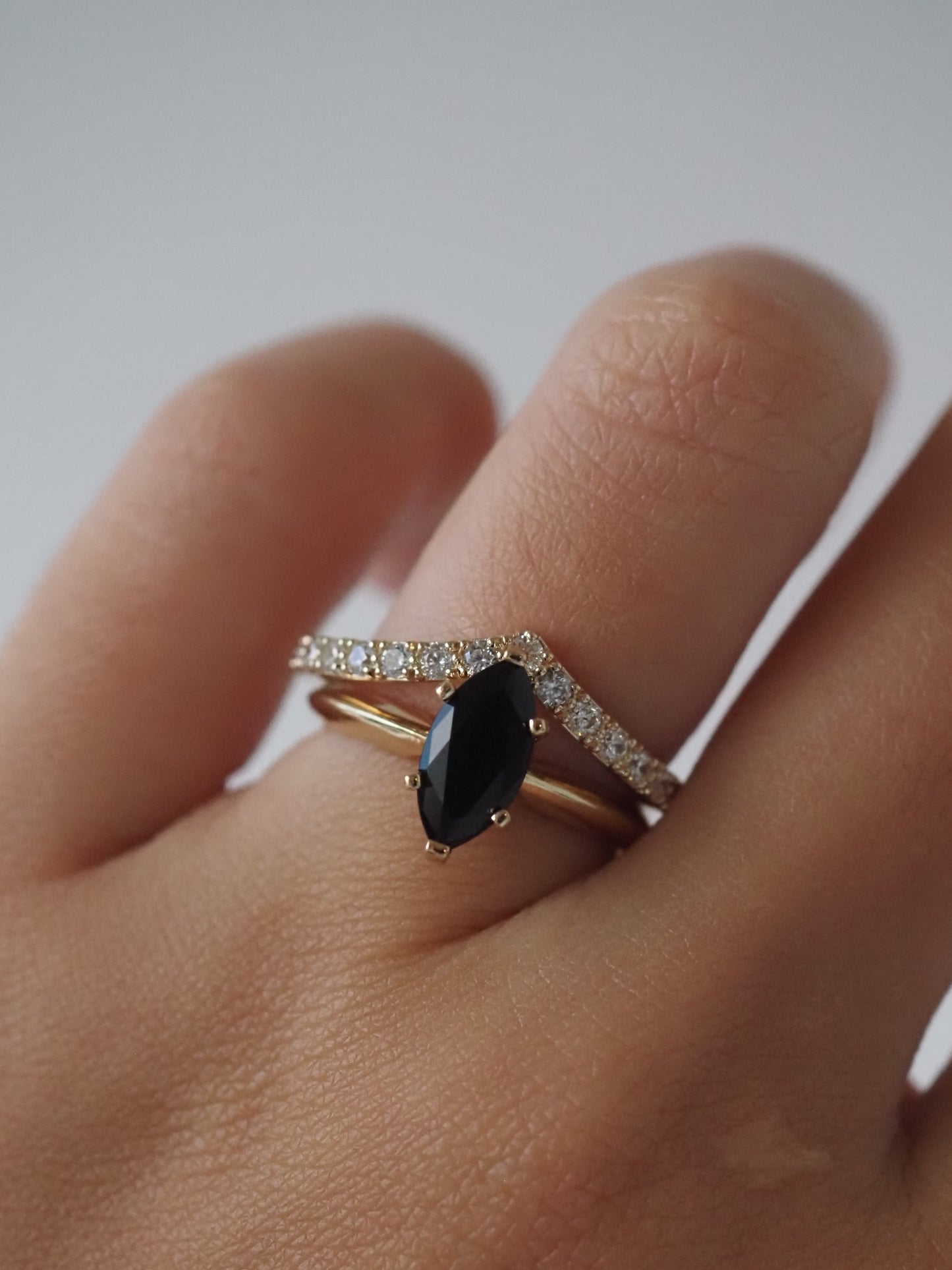 Black Marquise Engagement Ring