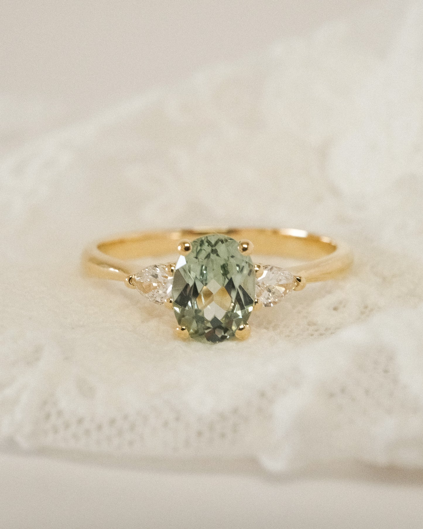 Cristine Engagement Ring - Green Sapphire