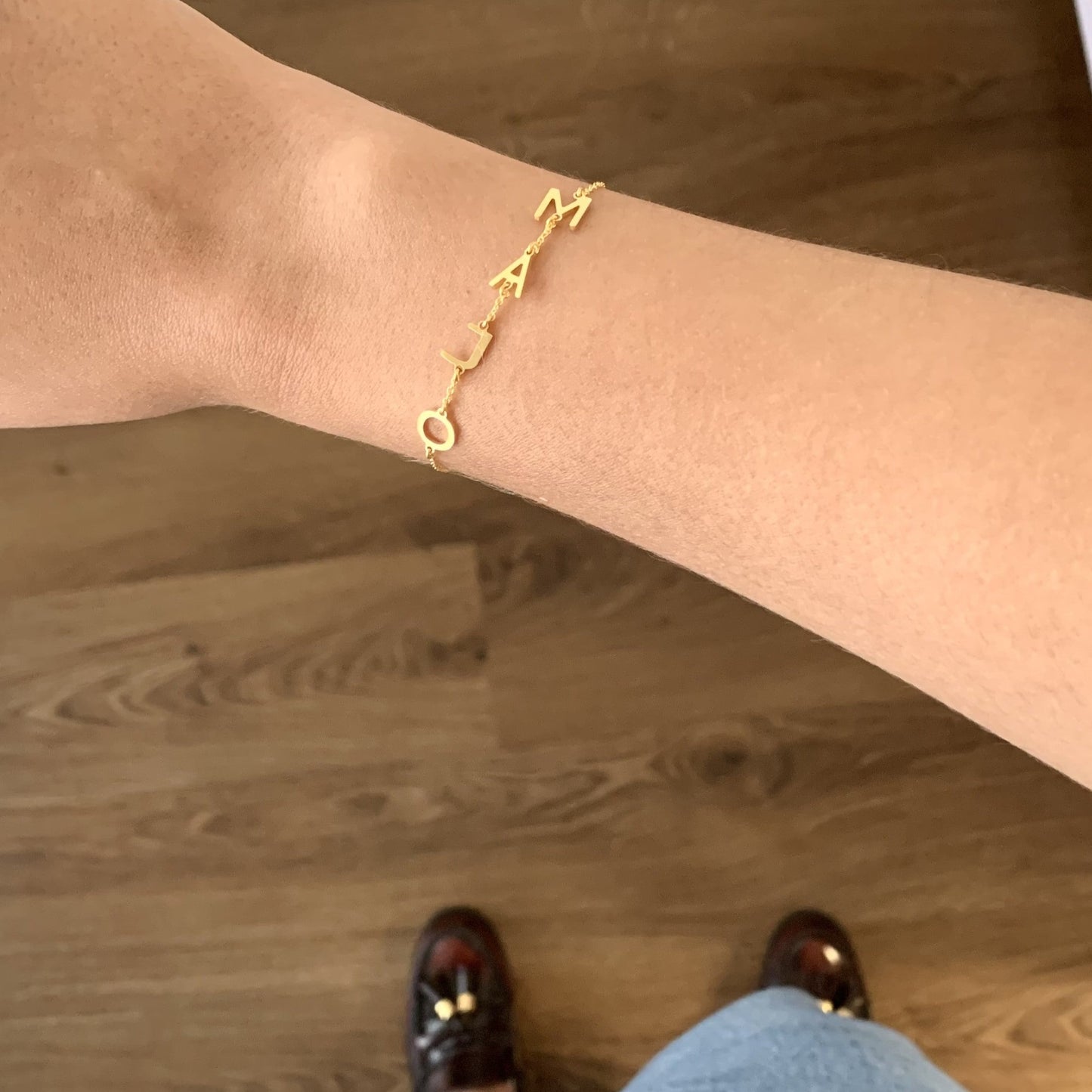 OUI Initials Bracelet - Solid Gold