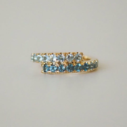 Zaida pinky Ring - Aquamarines and blue Topaz