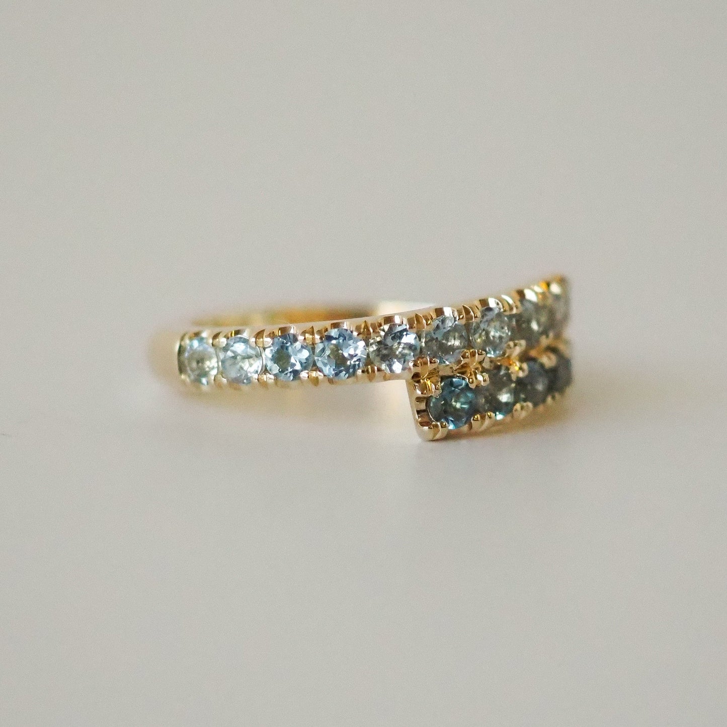 Zaida pinky Ring - Aquamarines and blue Topaz