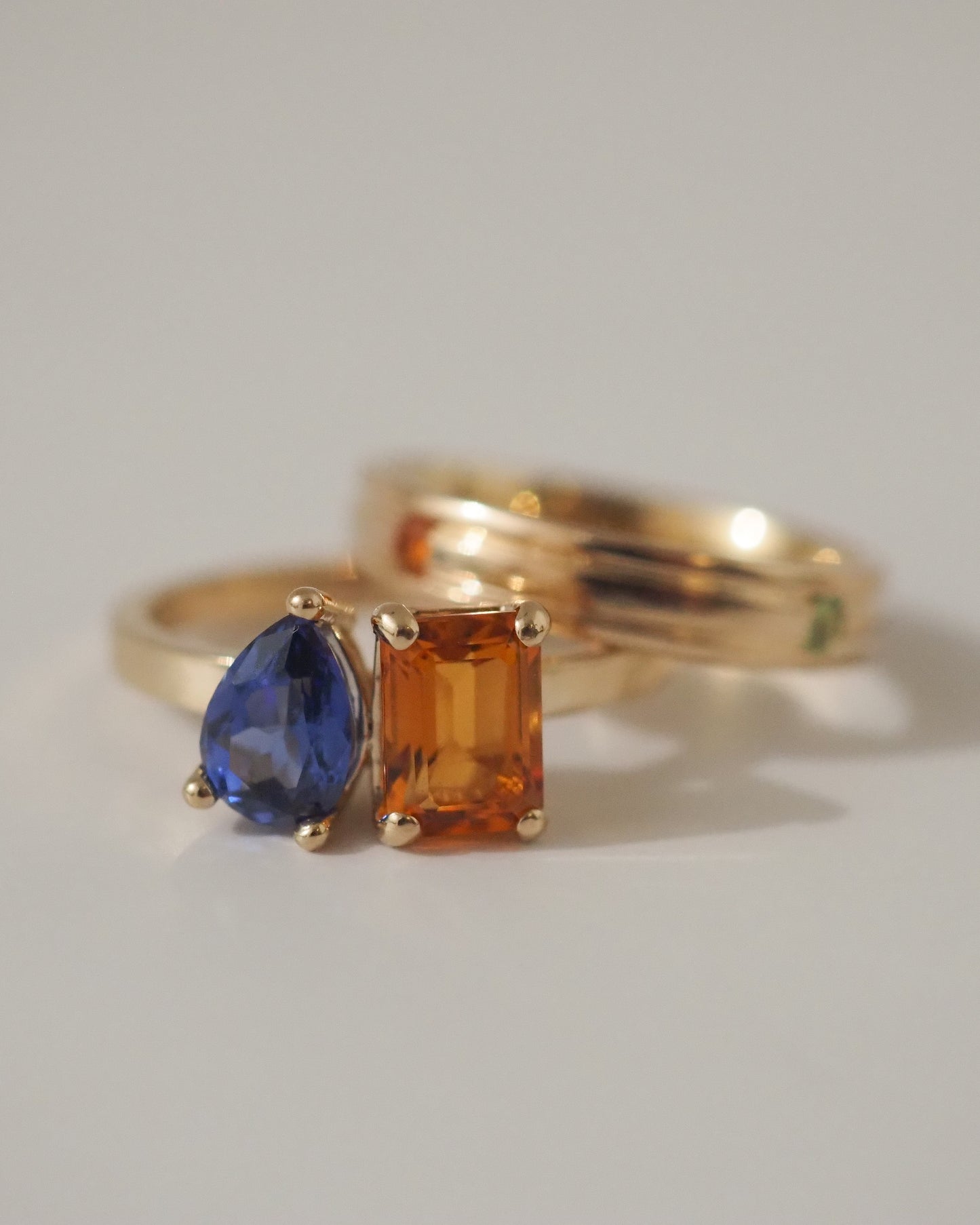 Lab Grown Sapphire and Citrine Ring