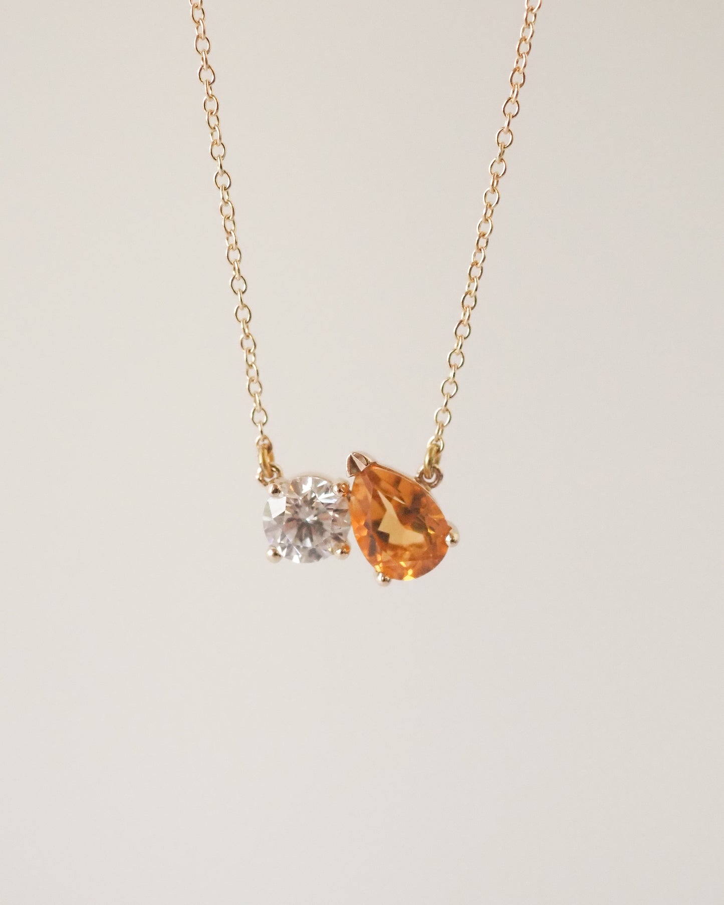 Lab grown Diamond and Citrine Necklace