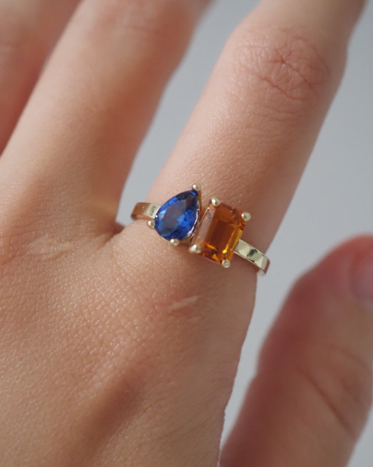 Lab Grown Sapphire and Citrine Ring