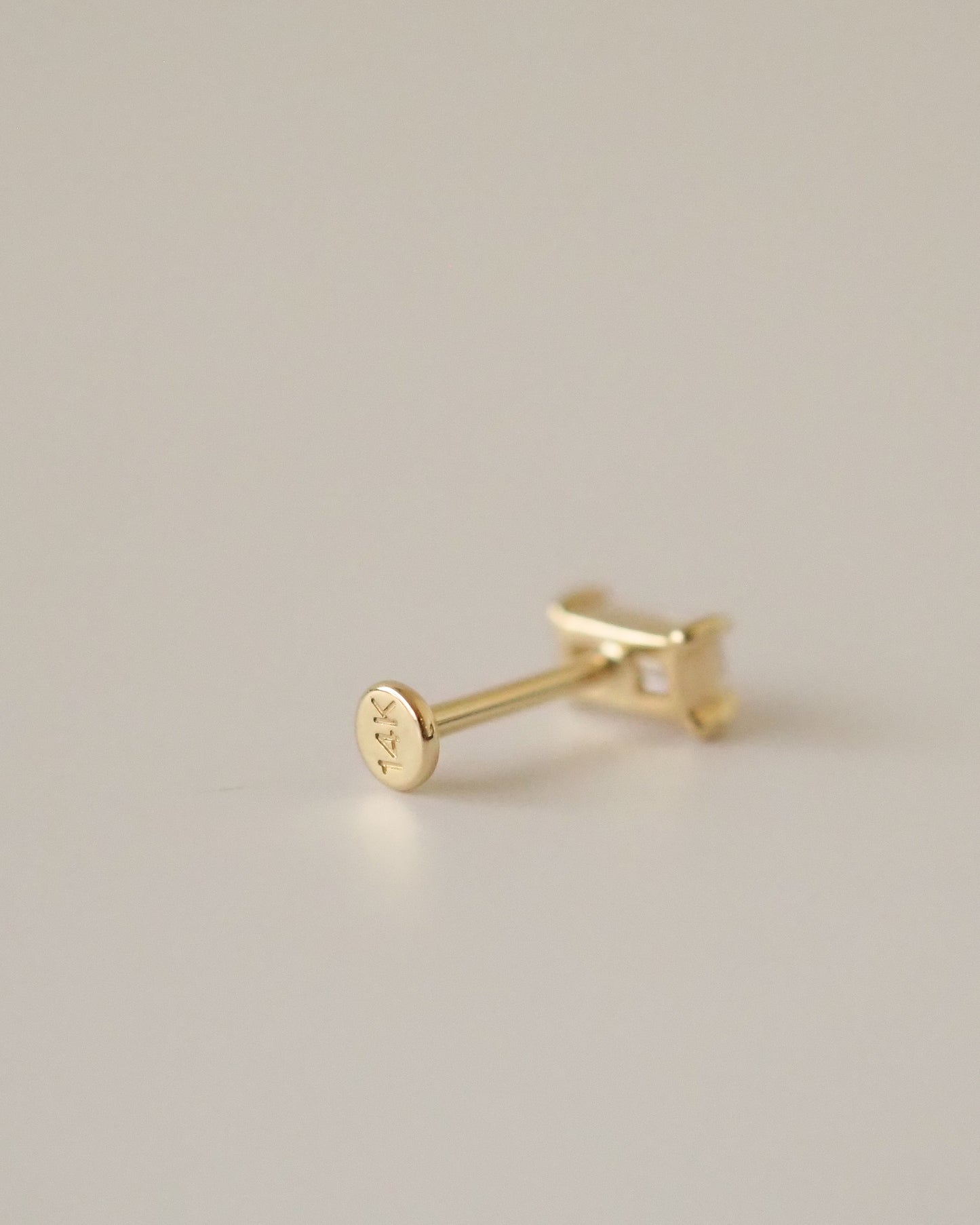 14K Solid Gold Threadless Stud