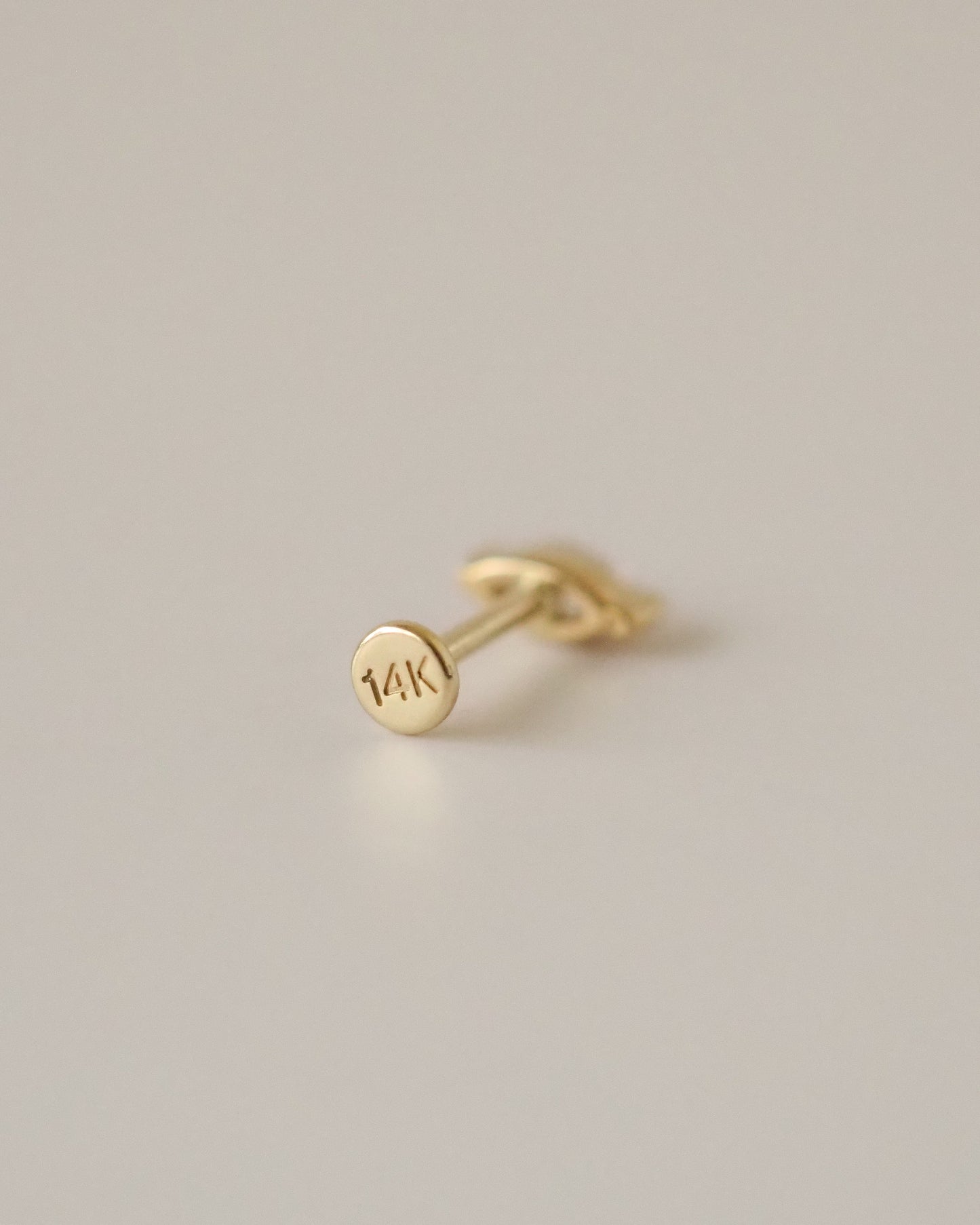 14K Solid Gold Threadless Stud