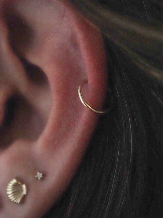 14k Solid Gold Ideal Piercing Hoop