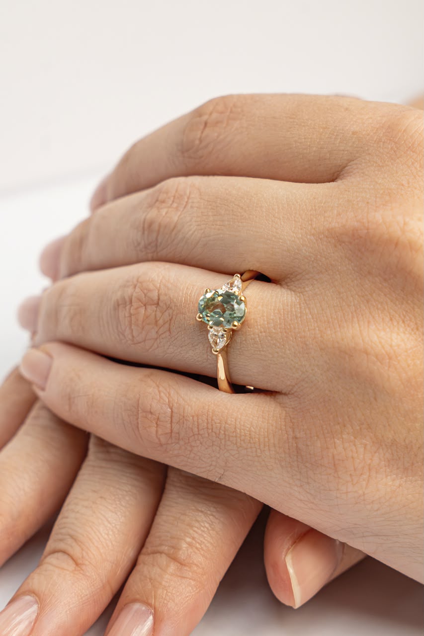 Cristine Engagement Ring - Green Sapphire