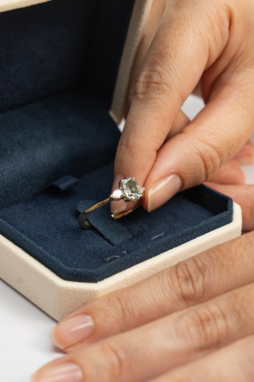 Cristine Engagement Ring - Green Sapphire