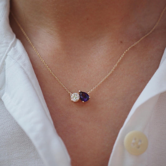 Toi et Moi Necklace - Diamond & Amethyst