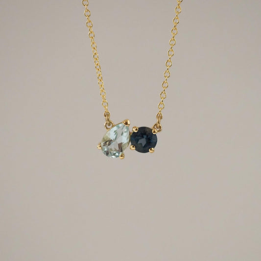 Toi et Moi Necklace - Aquamarine & blue topaz