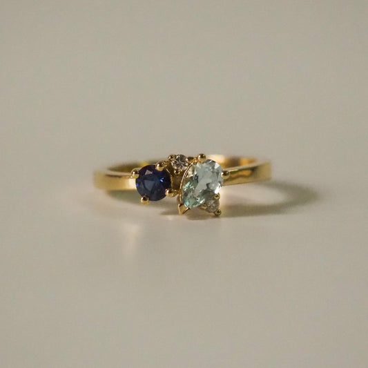 Abigail Ring - Aquamarine + blue Sapphire