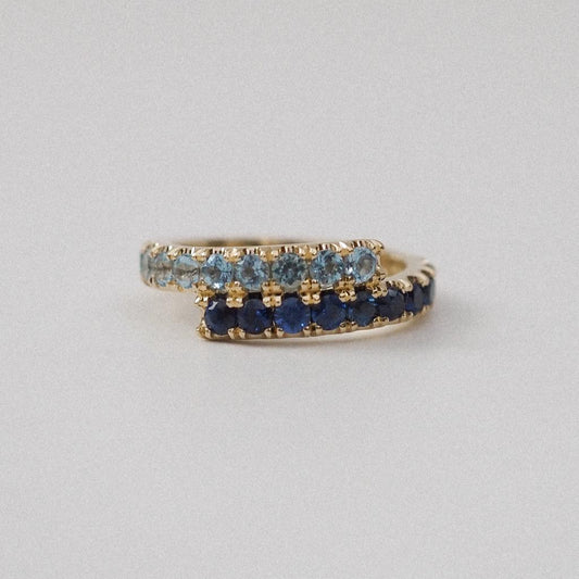 Zaida pinky Ring - Aquamarines and blue Sapphires